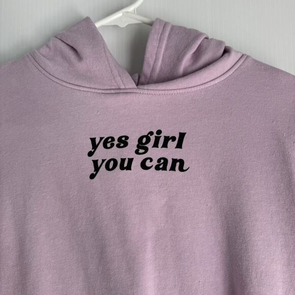 SO Kohls Yes Girl You Can Pullover Hoodie Hooded Sweatshirt Purple Size Large - Picture 2 of 5